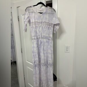 LoveShackFancy Lavender Lace Button-Up Dress